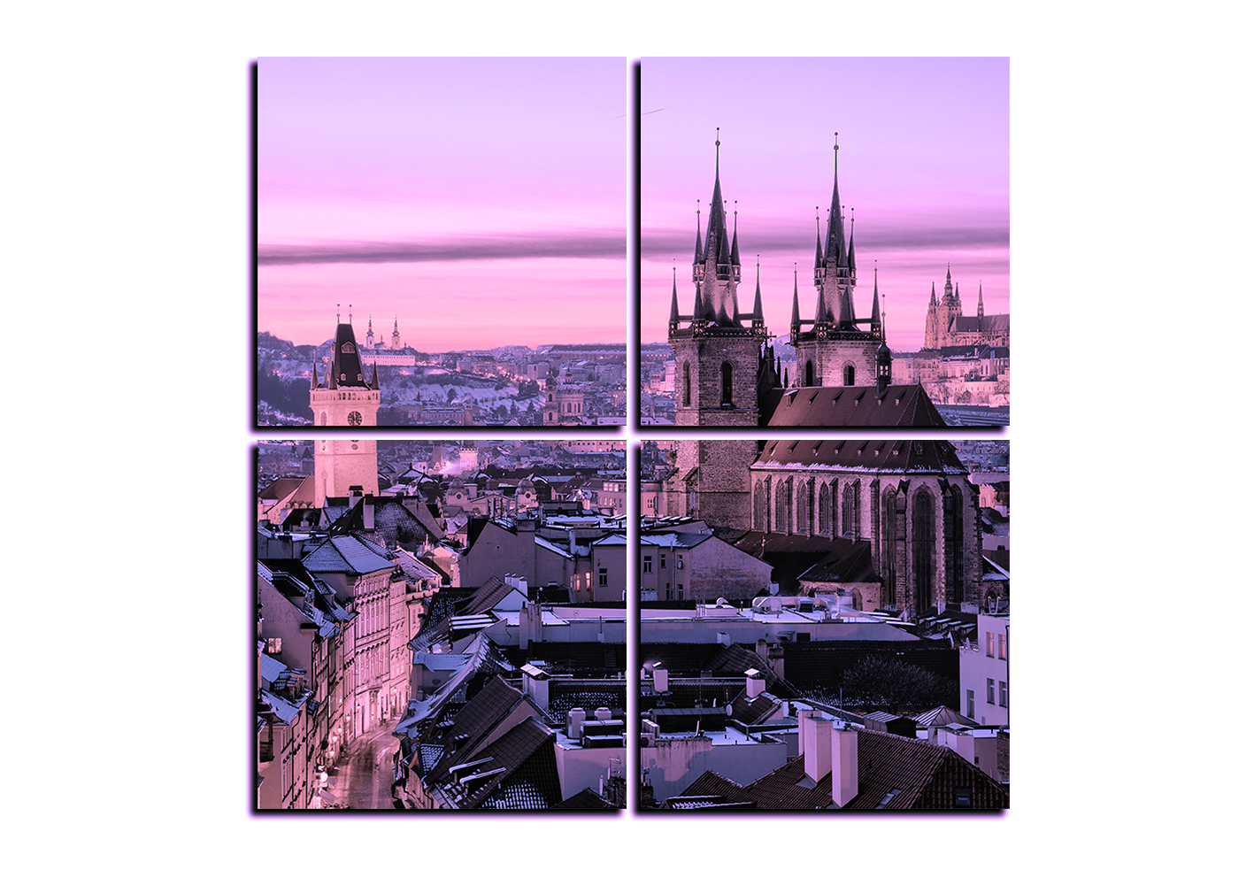 Obraz na plátne - Panoramatický pohľad na starú Prahu - štvorec Obraz na plátne - Panoramatický pohľad na starú Prahu - štvorec